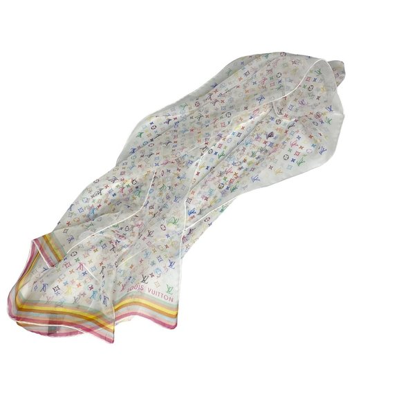 Louis Vuitton x Takashi Murakami Multicolor Monogram Silk Scarf - Picture 8 of 15